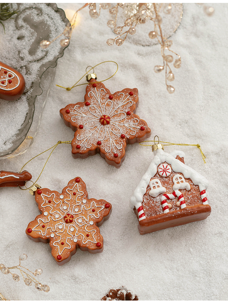 Weihnachtsdeko, Lebkuchenmann, kreativer Christbaumschmuck-Anhänger, Plätzchenmann, Schneeflocke, Elch