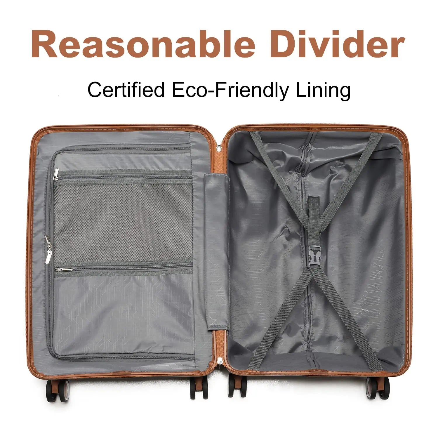 Valise rigide 100 % PP avec 8 roues tournantes et serrure TSA – 56/66/76 cm British Traveller