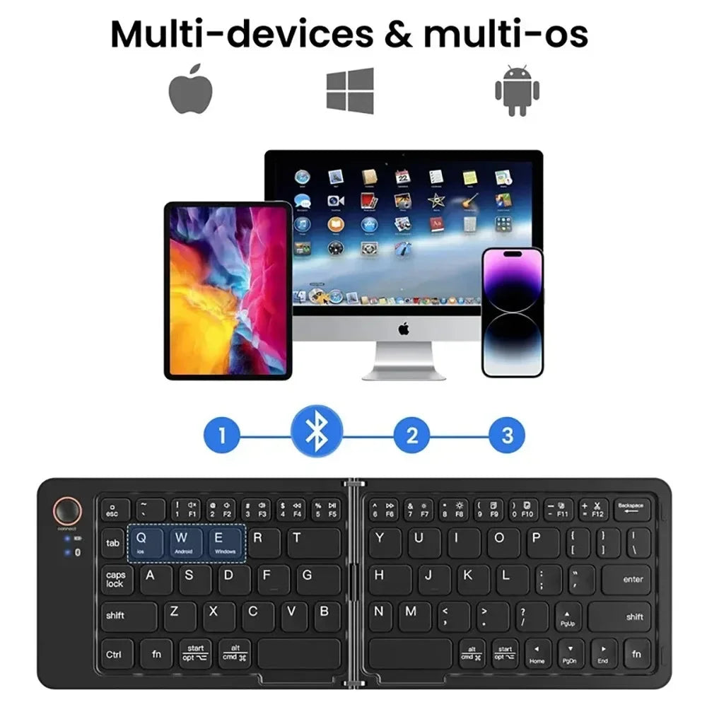 Clavier Bluetooth Compact et Pliable – Multilingue – Pour Tablette, iPad, PC, iOS/Android/Windows