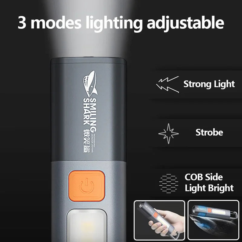 Portable Flashlight with Hook Outdoor Torch Super Bright Camping Light Tent Lamp Work Light 