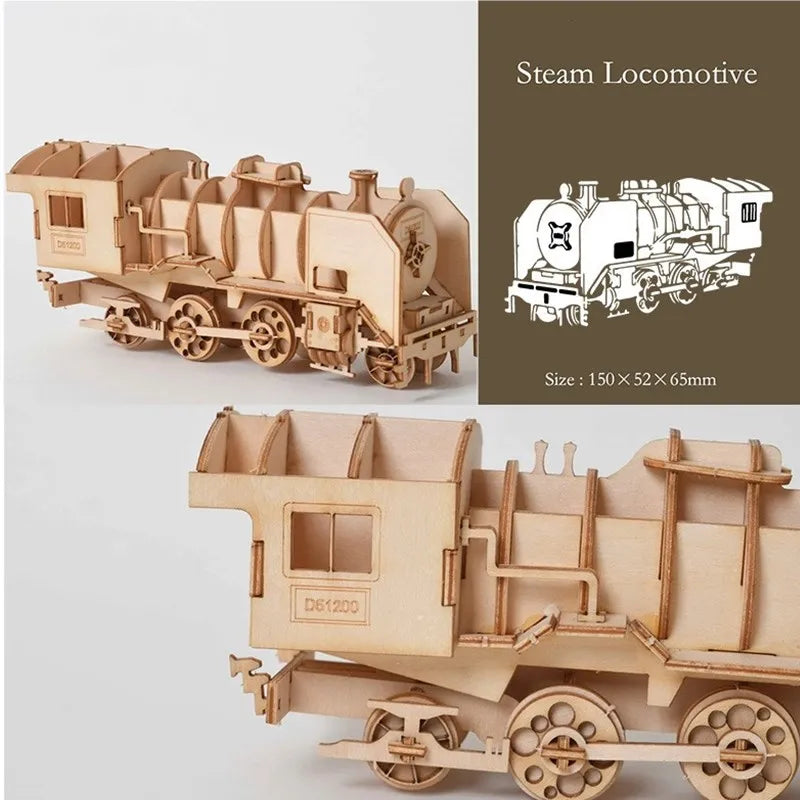 Model,3D Wooden Puzzle Model Ship Train or Airplane,Mechanical Toys Model for Kids and Adult,Assembly Game Kit