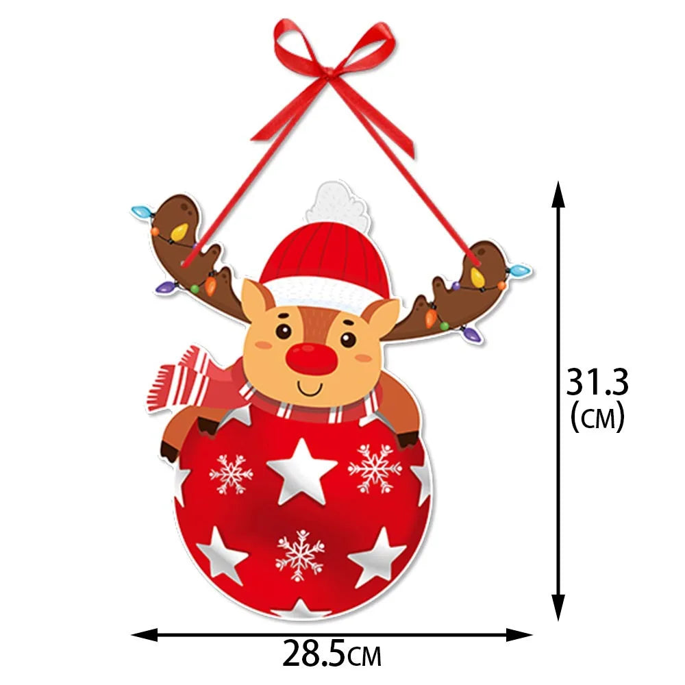 Cintre de porte de Noël avec Père Noël et Bonhomme de Neige – Pendentif suspendu pour sapin et décoration de maison pour Nouvel An et fêtes