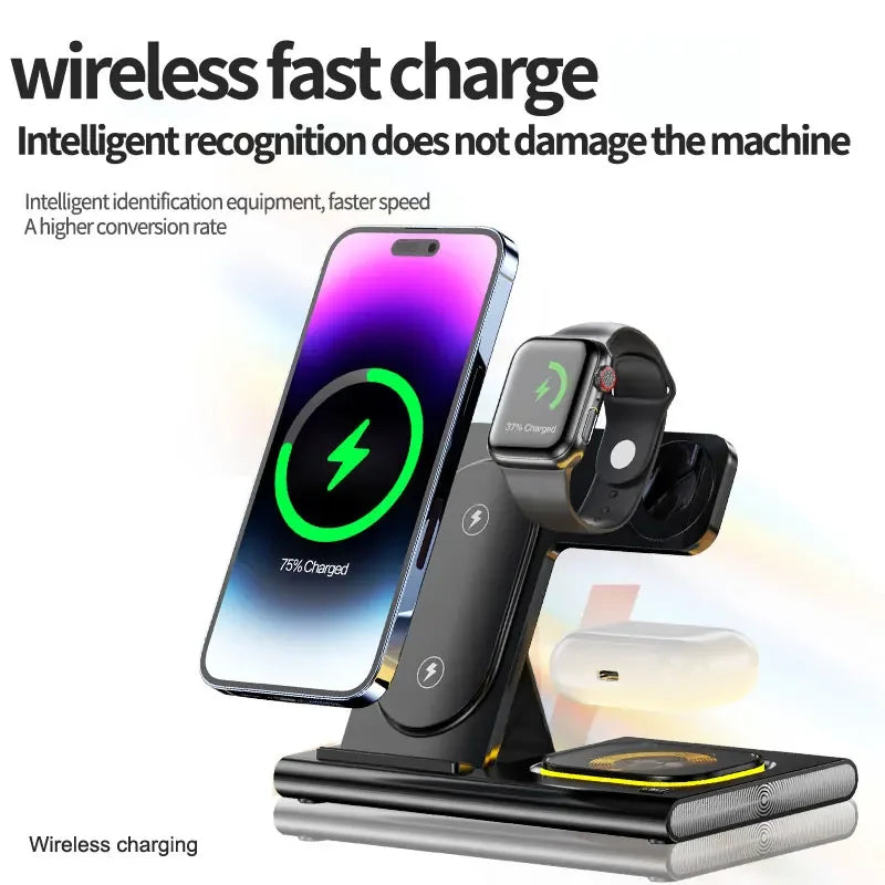 Charger, S6 Fast Charging Station, 3 in 1 Wireless Charger Stand 30W, iPhone 14 13 12 Pro Max, Apple Watch 8 7, Samsung Watch 5 Airpods 