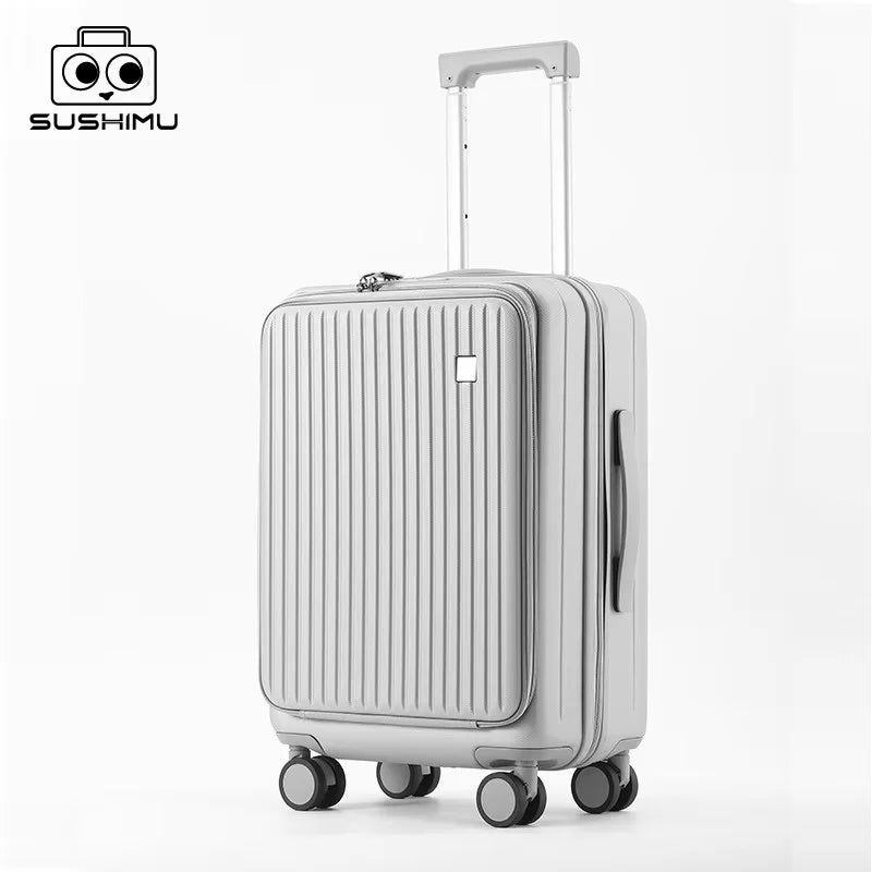 Valise SUSHIMU – Boîtier de chariot, ouverture avant, valise d’embarquement 20, 24 et 28 pouces