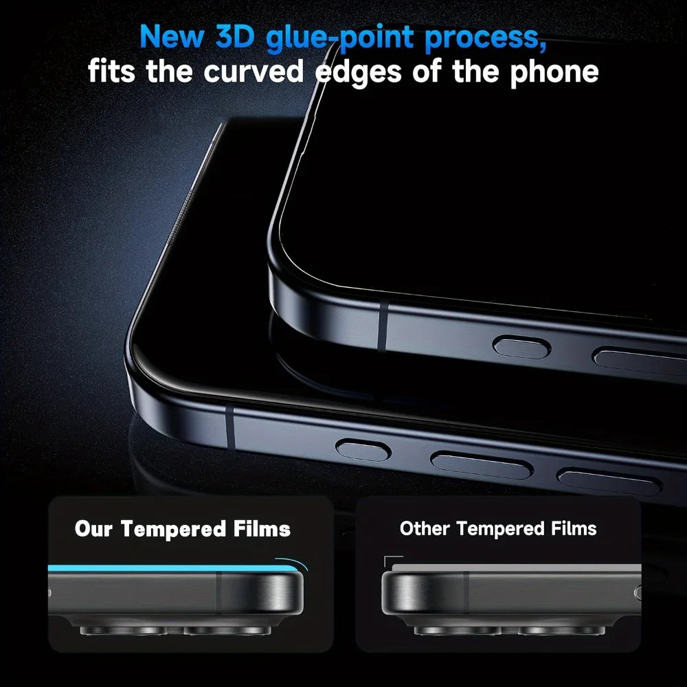 Protecteur d’écran 4-en-1 en verre trempé de confidentialité pour iPhone – Écran + objectifs caméra