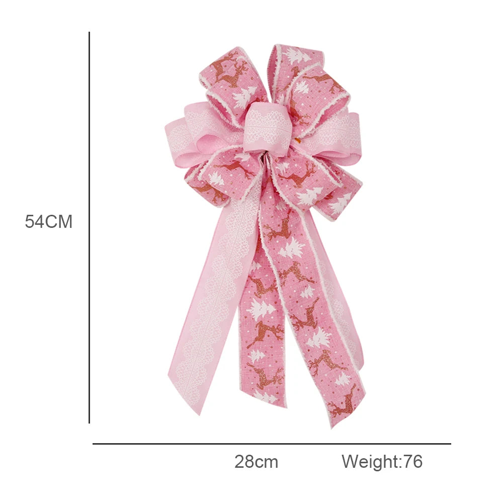 Nœud de ruban de décoration de fête de Noël, décorations d'arbre de Noël rouge, décor à la maison, grand cadeau, ornement