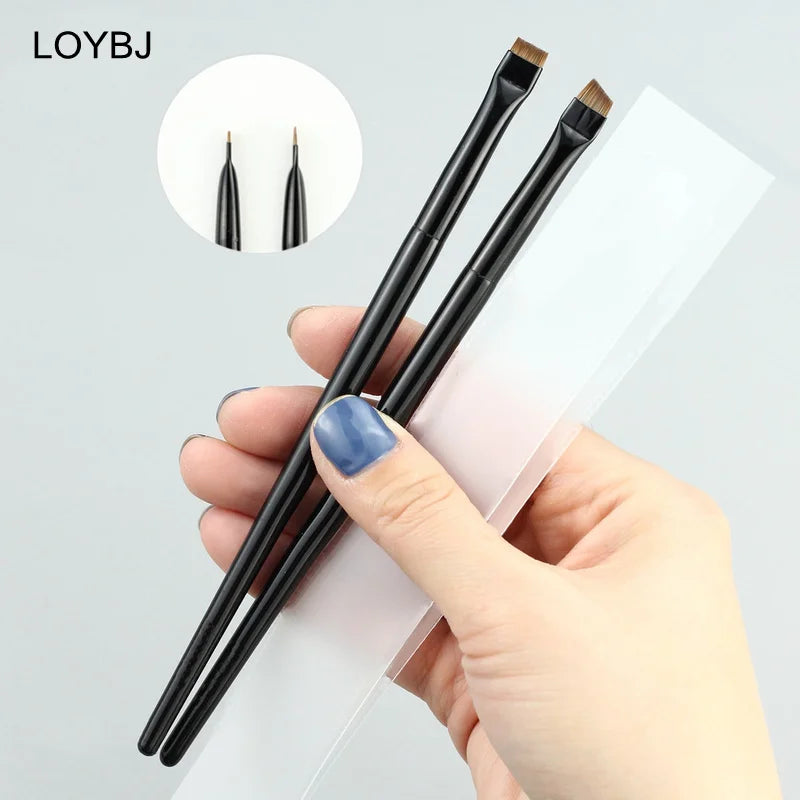 Pinceaux de maquillage à lame coudée pour sourcils fins et plats LOYBJ, Eyeliner fin, outil de maquillage professionnel de beauté des sourcils, 1/2 pièces