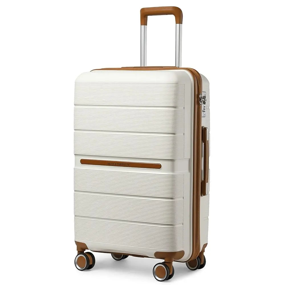 Valise rigide 100 % PP avec 8 roues tournantes et serrure TSA – 56/66/76 cm British Traveller