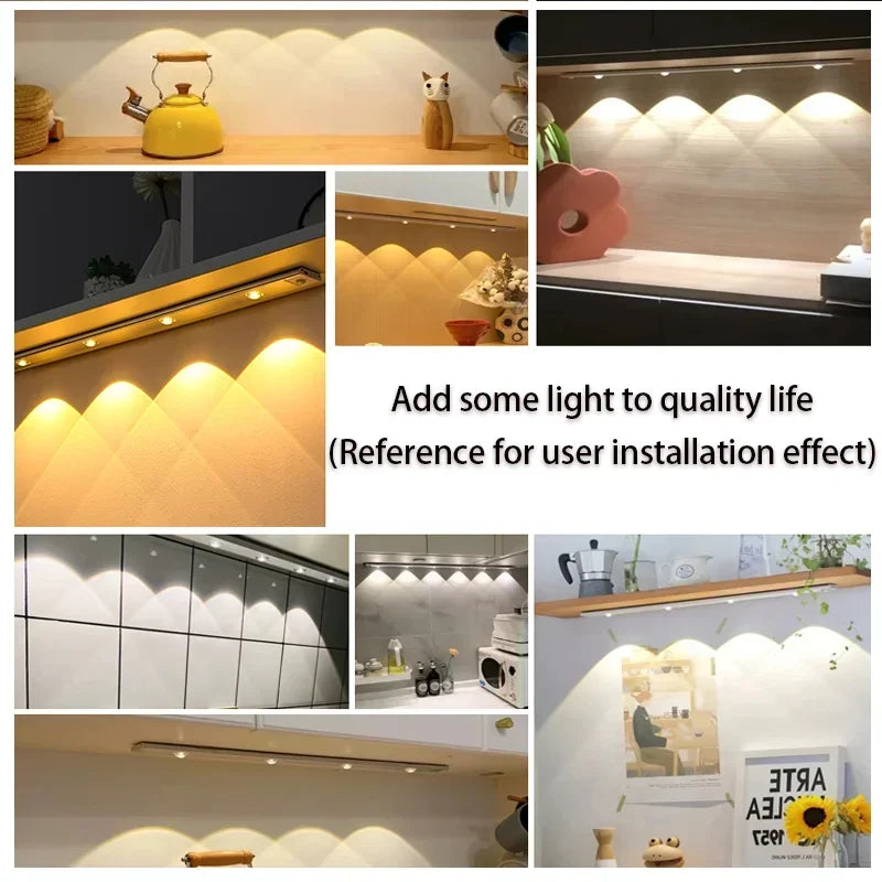 Wireless LED Motion Sensor Light Under Cabinet Lights Kitchen Bedroom Wardrobe Cisco 3 in 1 20cm 30cm 40cm 60cm