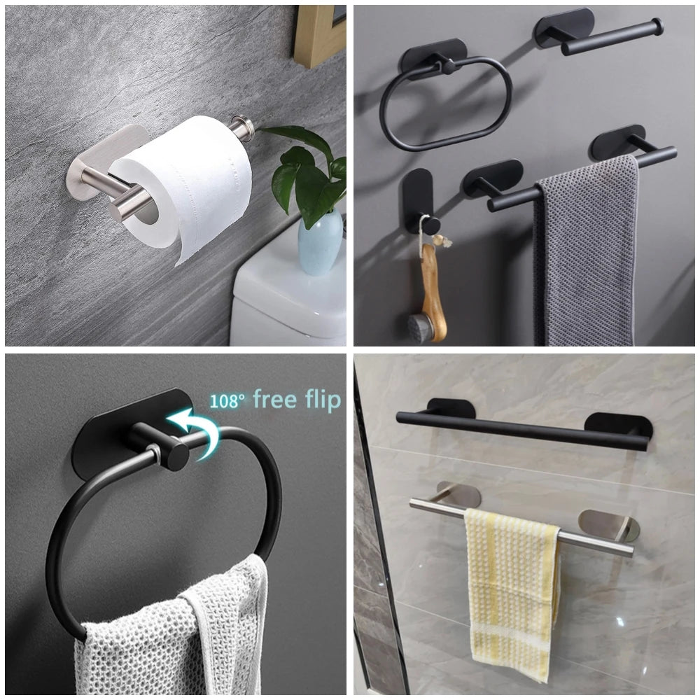 Adhesive Bathroom Towel Holder, Wall Mount Towel Hooks