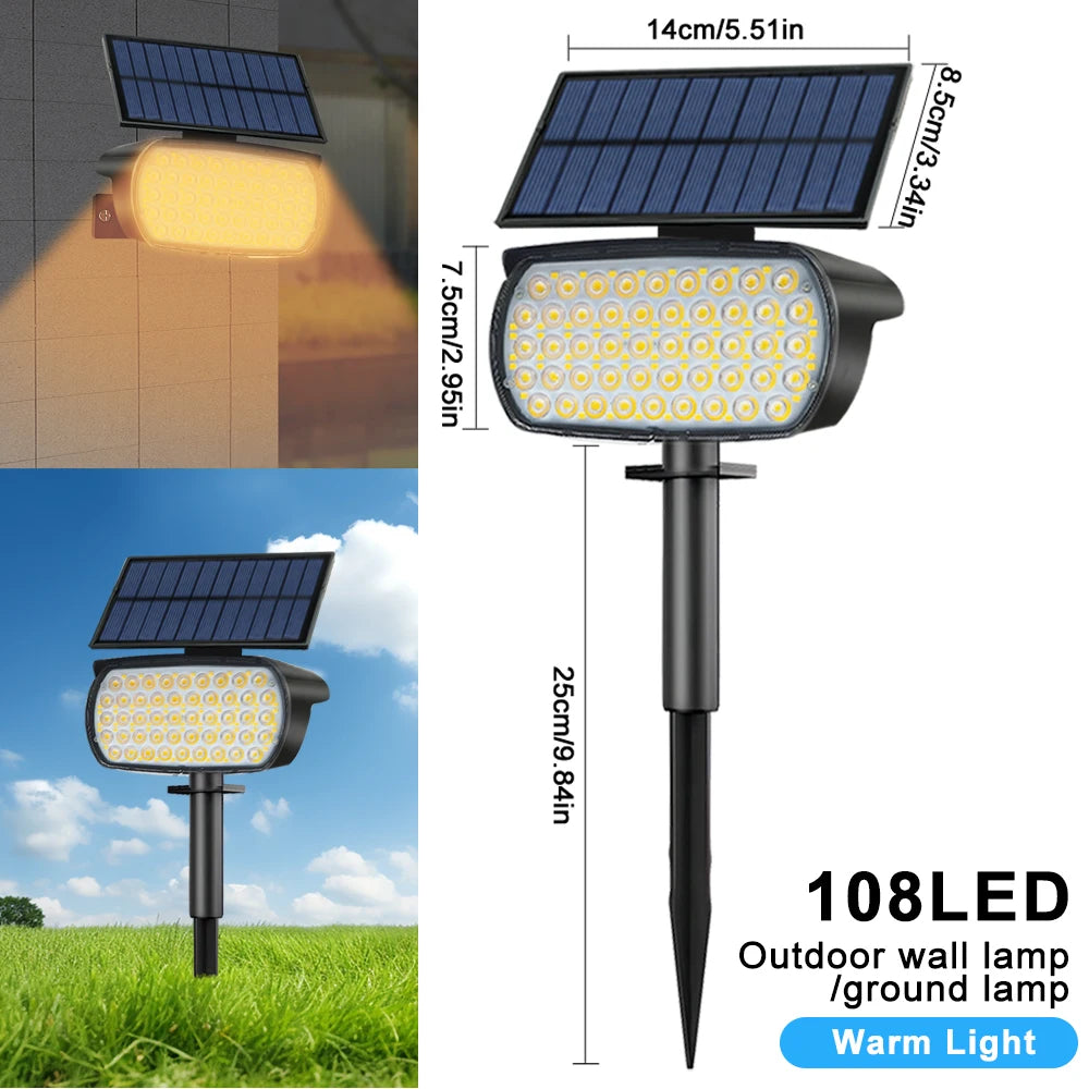 Spot Solaire Paysage 136 LED – Éclairage Extérieur Étanche pour Jardin, Allée et Voie
