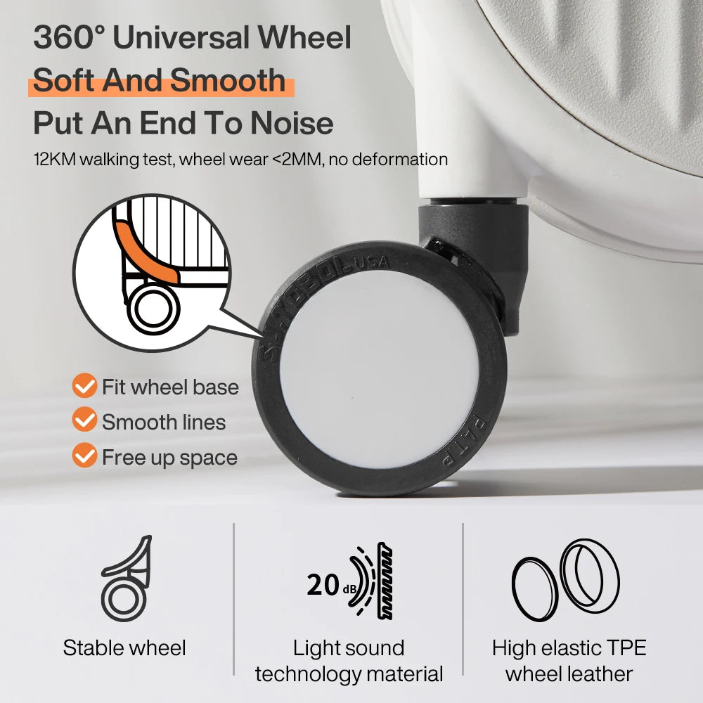 Valise Mixi 2024 – Bagage à main avec support pour téléphone, coque rigide PC, roulettes