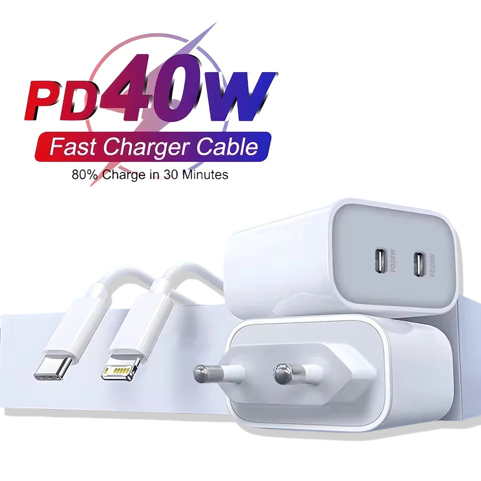 PD 40W chargeur rapide pour iPhone 16 15 14 13 12 11 Pro Max Mini 7 8 Plus XR Type C câble charge rapide Date cordon téléphone accessoires
