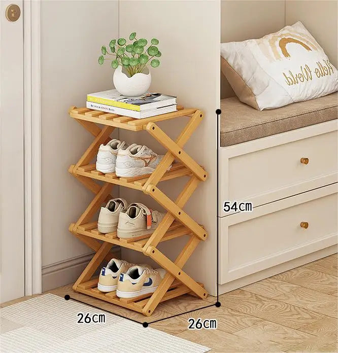 Bamboo Shoe Rack, Simple and Foldable, 2 to 6 Tiers