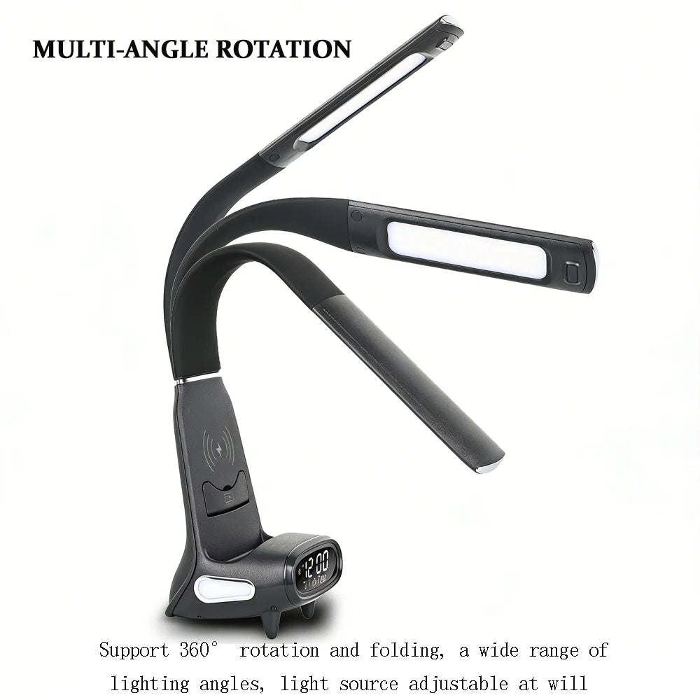 Multifunktionale Schreibtischlampe TX79 – Lesen, 15W kabelloses Laden und digitales LED-Display