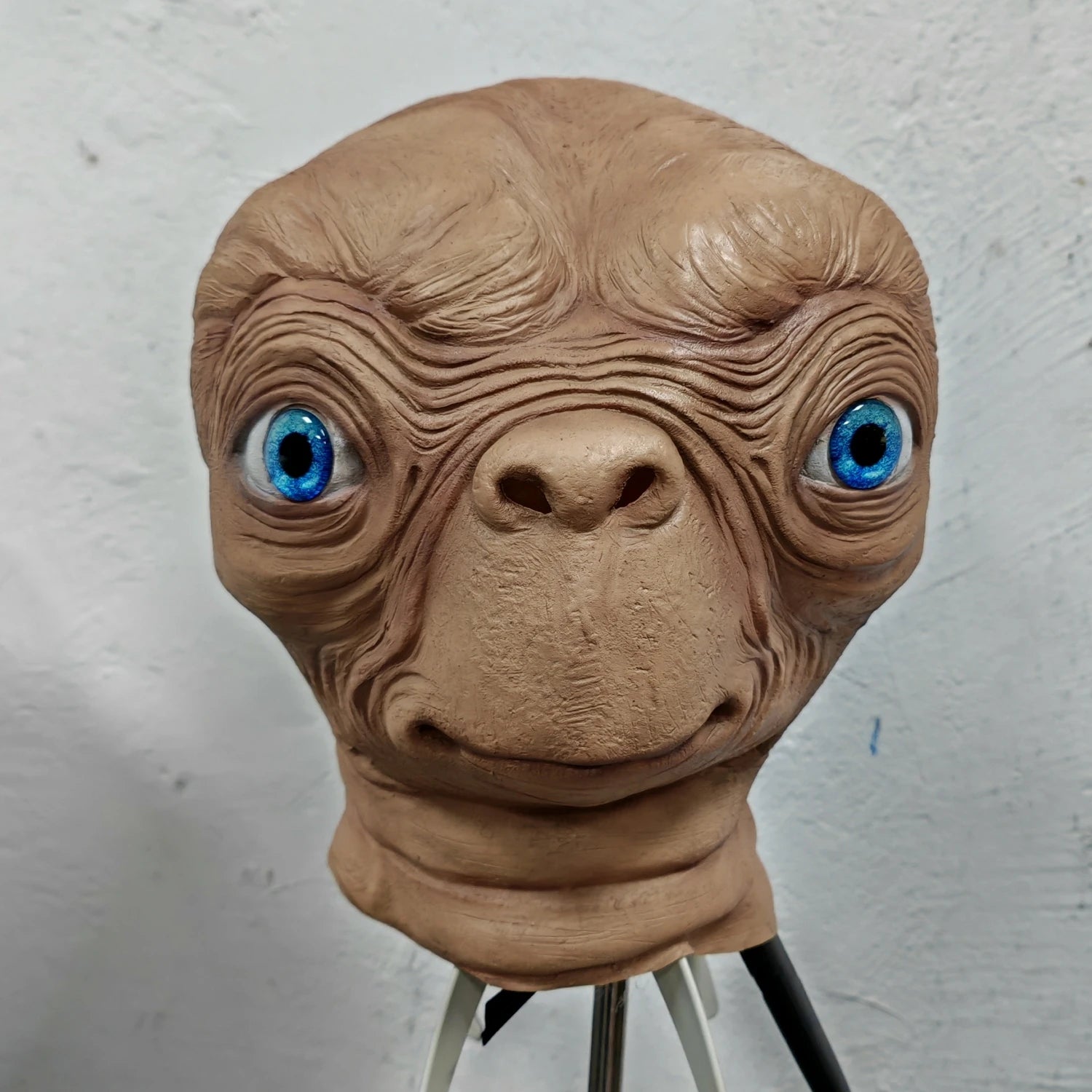 Masque en caoutchouc pour adultes, tête complète ET Alien, yeux bleus, accessoire de Costume de Cosplay d'halloween amusant