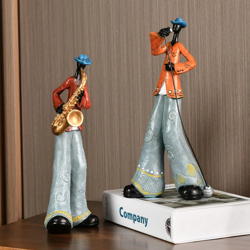 Jazz Musician Statuettes, Creative American Band Music Model, Art and Craft Sculpture, Living Room Decoration 