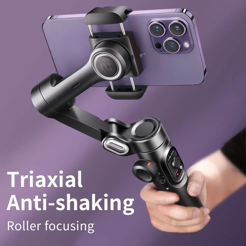 3-Axis Gimbal Stabilizer with Fill Light for Smartphone, iPhone, Android