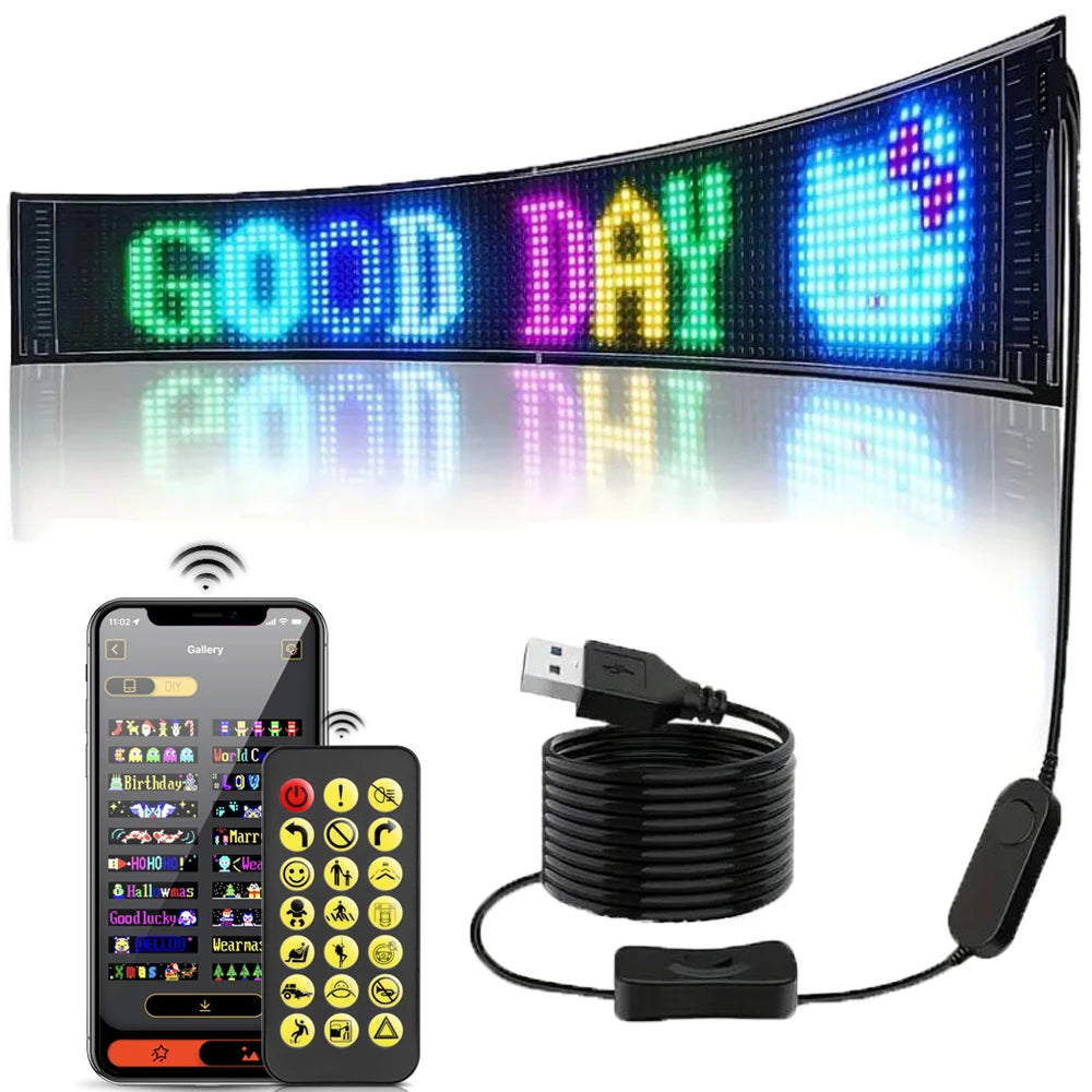 Écrans d'affichage LED Bluetooth intelligents, Module LED RGB, panneau de matrice de pixels, panneau à défilement, lumière publicitaire, décor de voiture