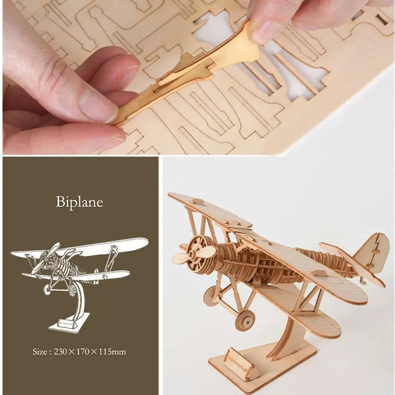 Model,3D Wooden Puzzle Model Ship Train or Airplane,Mechanical Toys Model for Kids and Adult,Assembly Game Kit