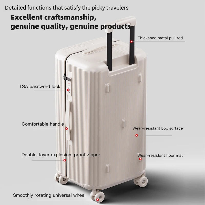Valise SUSHIMU – Grande capacité avec poignée épaissie, cadre en plastique, verrouillage mot de passe, 20 à 28 pouces