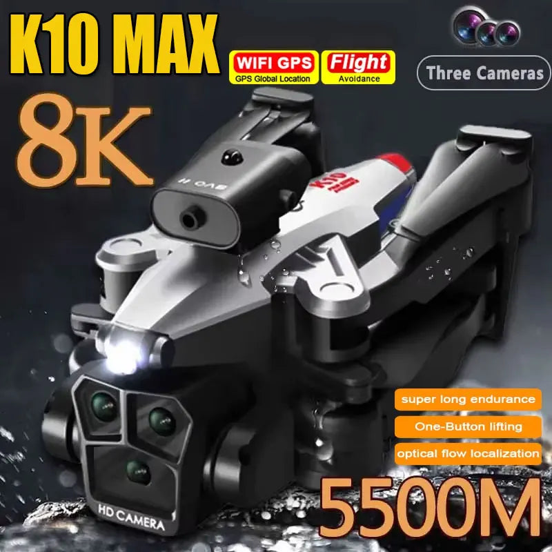Drone K10 MAX – Pliable avec triple caméra 4K/8K et évitement d’obstacles