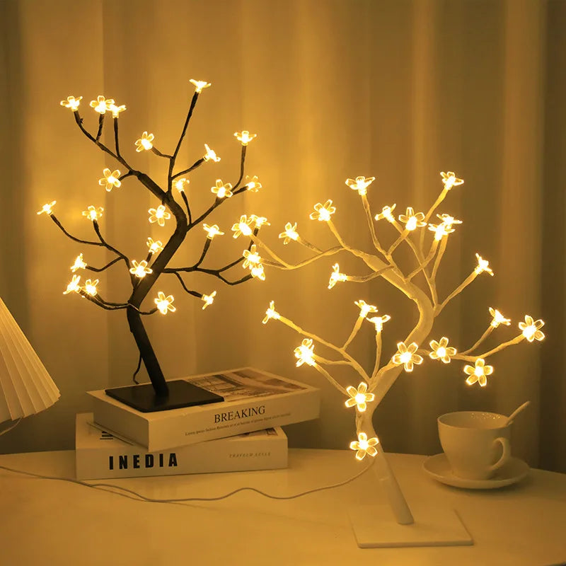 LED Maple Flower Tree Shaped Lamp Decorative Light Fixture Ideal for Table and Bedroom 