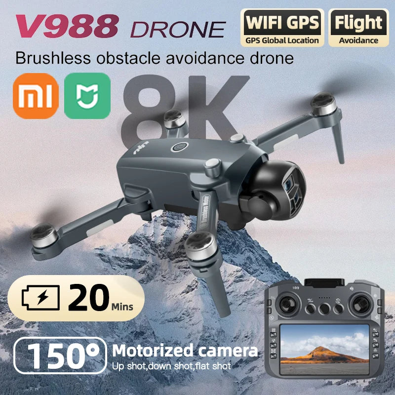 Drone Xiaomi Mijia V988 – 8K, FPV, Évitement d’Obstacles, Moteur Brushless, Pliable
