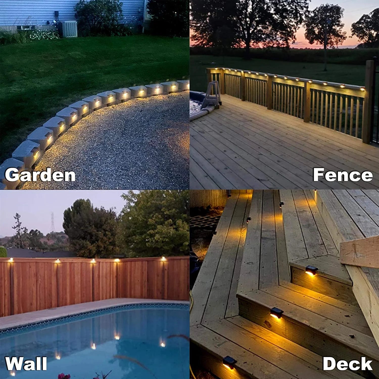 LED Solar Lights Outdoor, Waterproof, Ideal for Garden, Path, Fence, Yard or Stairs