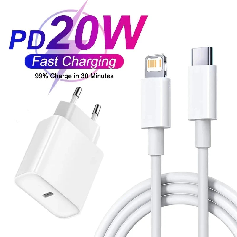 PD 20W chargeur rapide pour iPhone 14 13 12 11 Pro Max Mini 7 8 Plus XR Type C câble charge rapide Date cordon téléphone accessoires
