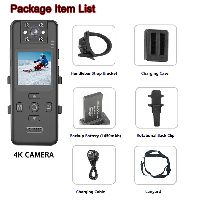 Bodycam 4K JETO Police, Mini Caméra Portable Vision Nocturne UHD 120°