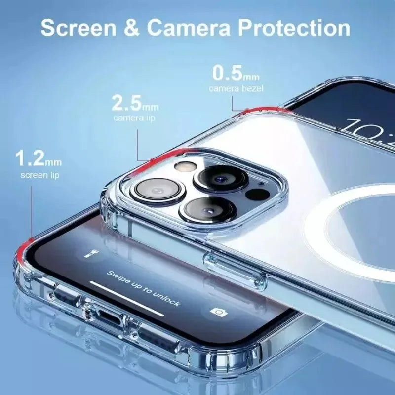 Coque transparente MagSafe KENNAGE – Compatible Chargement sans fil – iPhone 6 à iPhone 16 Pro Max