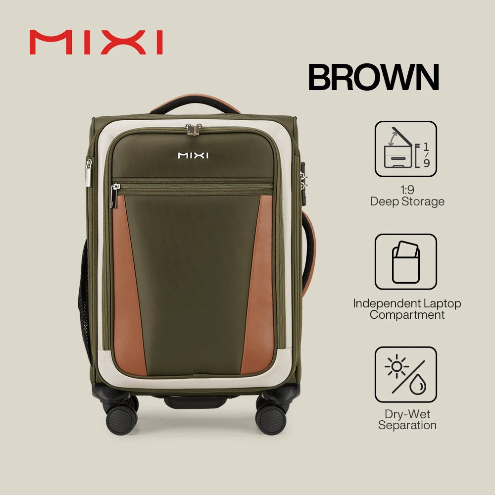 Valise Oxford pour voyage d’affaires Mixi – hommes et femmes, bagage à main, Spinner roues, 20 pouces