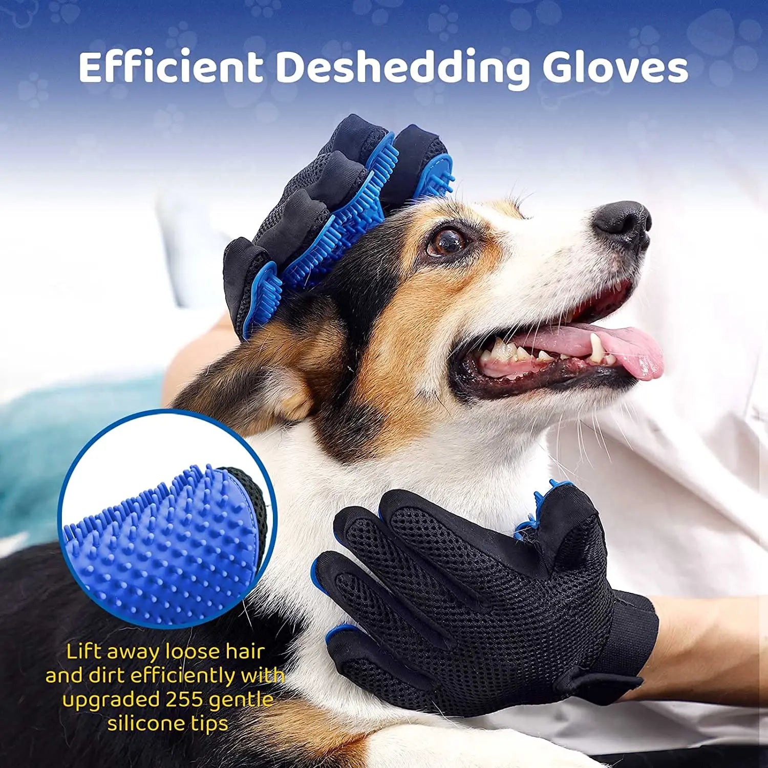 Gentle and effective pet grooming glove, cat and dog hair removal accessory