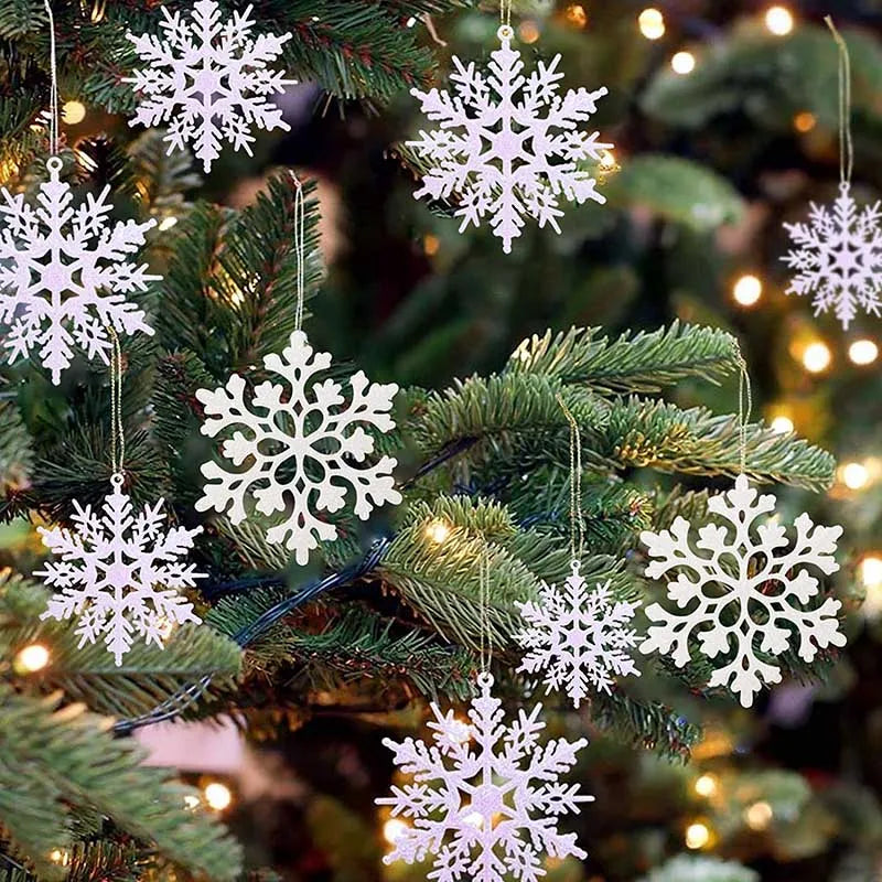 Faux Flocons de Neige pour Décoration de Noël, Ornement d'Arbre de Noël, Simulation de Glace, ixd'Hiver, Nouvel An, 12 Pièces/Lot