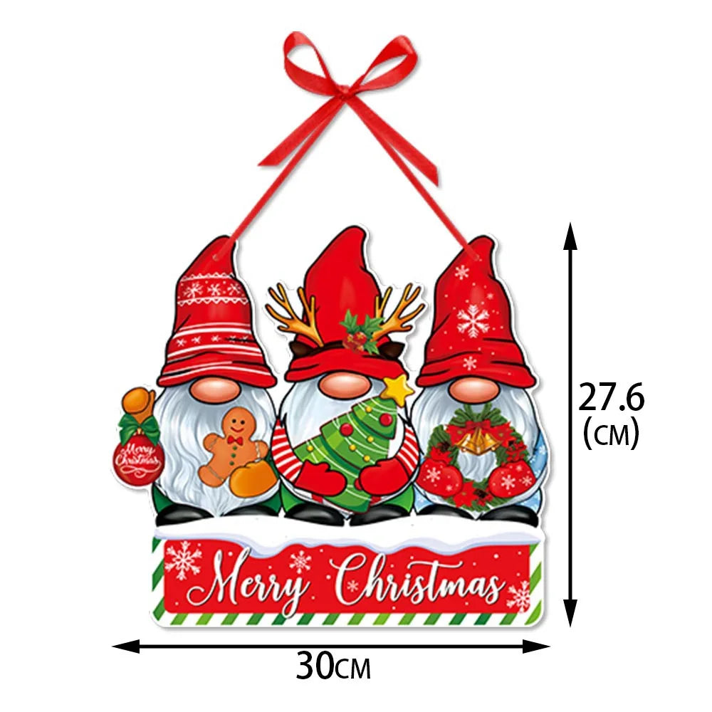 Cintre de porte de Noël avec Père Noël et Bonhomme de Neige – Pendentif suspendu pour sapin et décoration de maison pour Nouvel An et fêtes