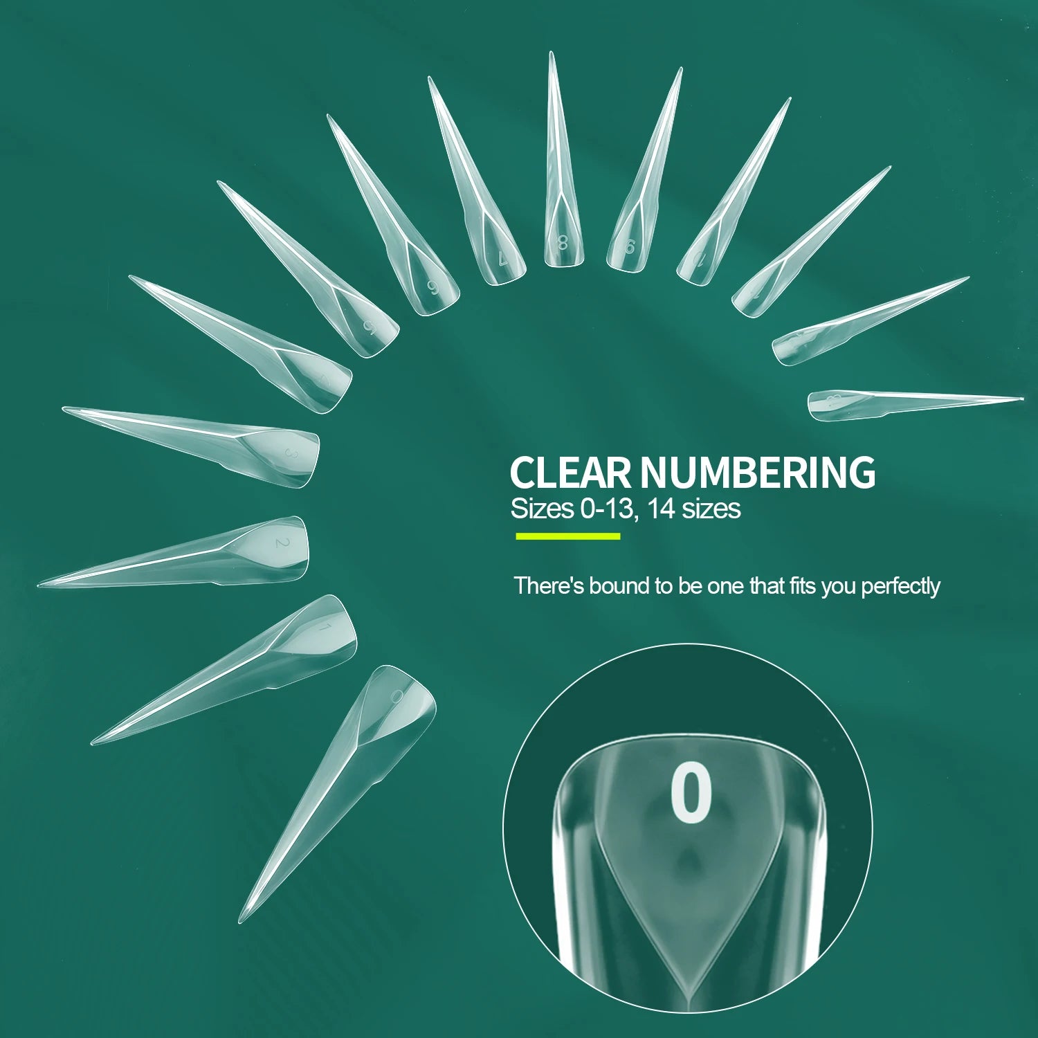 Formes d’ongles mécaniques, 140 pièces, 14 tailles