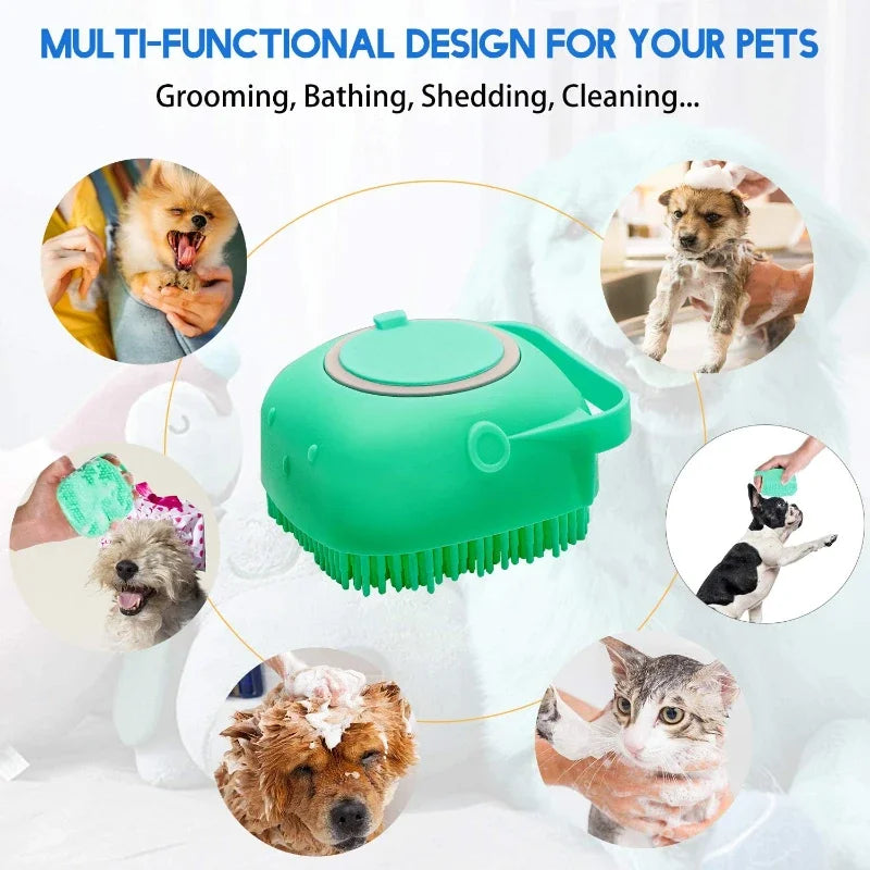 Soft Rubber Pet Shampoo Brush Cat Massage Comb Bath Grooming Scrubber 80ml 