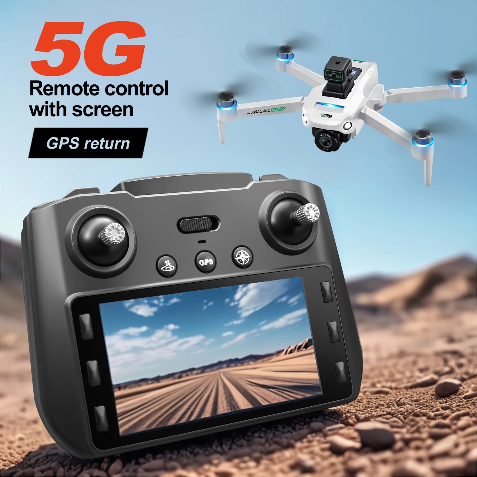 Drone GPS PRO S159 5G 8K HD – Photographie aérienne, double caméra, écran, évitement d’obstacles, jouet RC 2024