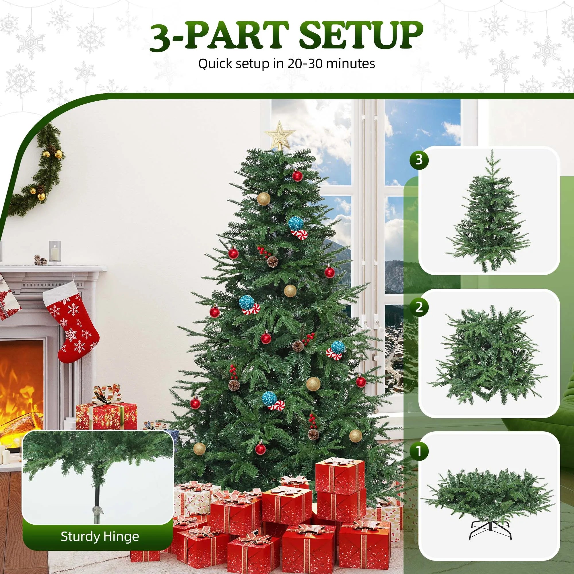 Arbre de Noël Pop-Up 5 pieds YITAHOME – 450 Embouts, Structure PE, Montage Facile, Support Pliable (152 × 75 cm)