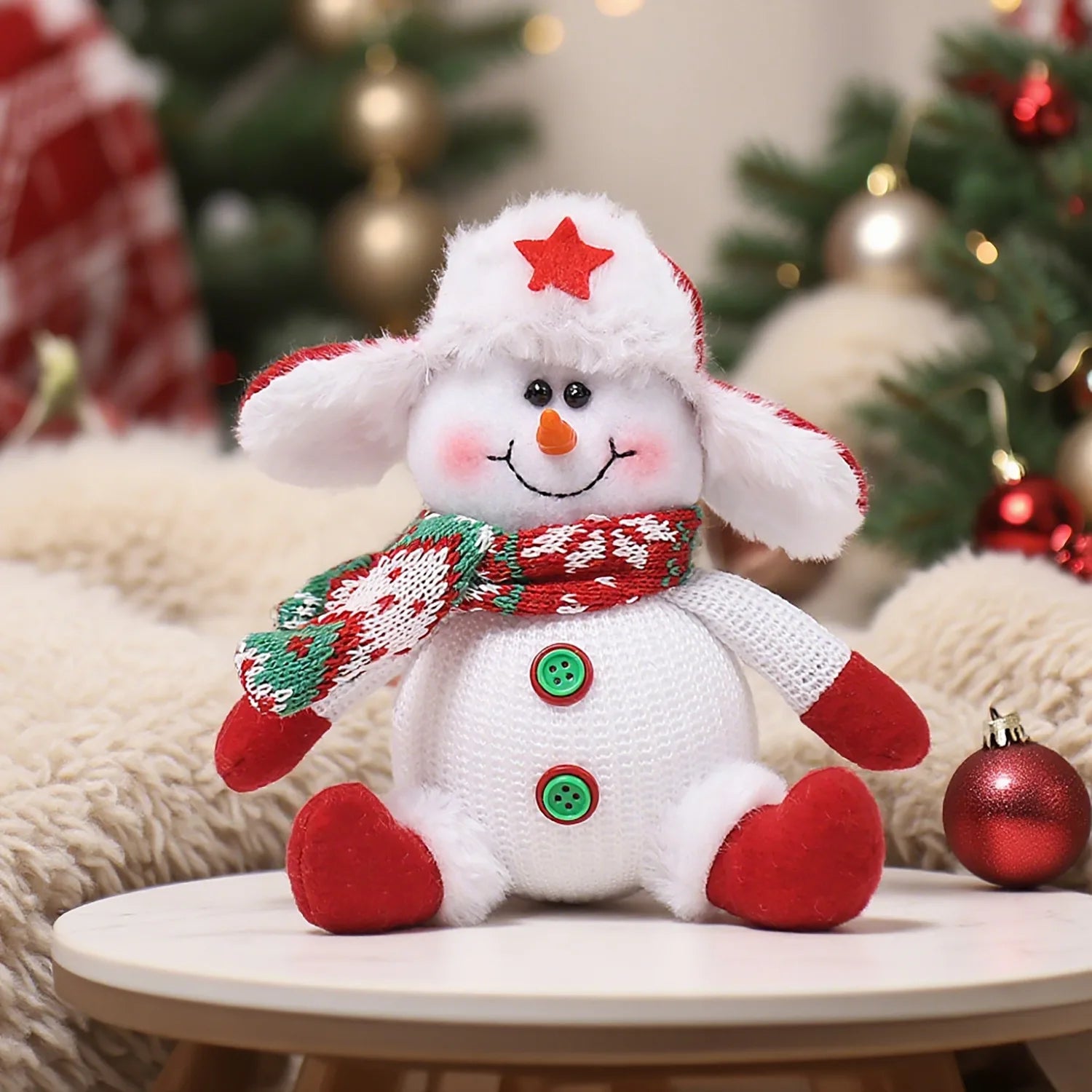 Père Noël, bonhomme de neige et renne en peluche – Décorations de Noël
