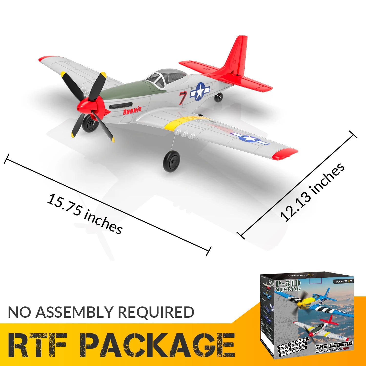 One Key Fly RC Airplane with Xpilot Stabilization System D RC Airplane RTF Mustang Airplane 2CH 4CH 761-5 RTF 