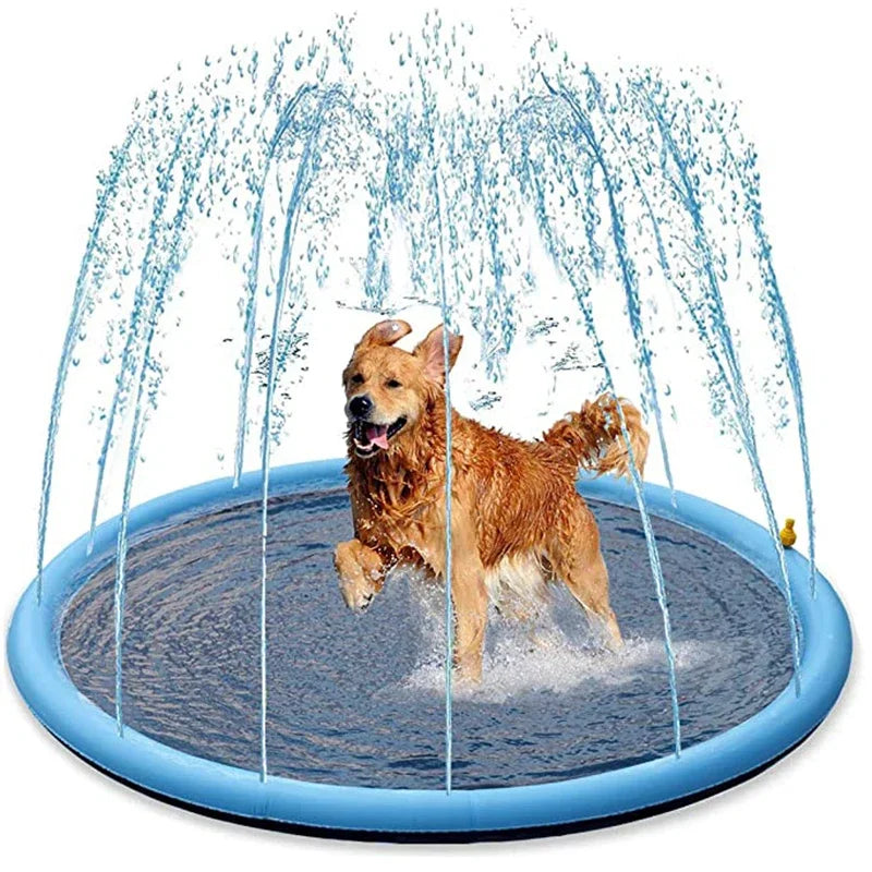 150/170cm Inflatable Pet Swimming Pool Water Sprinkler Play Mat Cooling Polymers Outdoor Interactive Fountain Dog Toy Summer