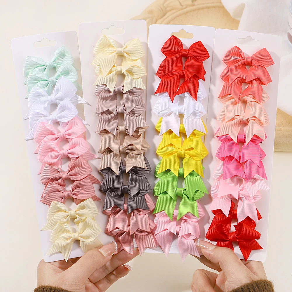 Pinces à cheveux nœud papillon faites à la main pour bébés filles, nœuds de bébé, épingle à cheveux ruban solide, barrettes, accessoires pour cheveux pour enfants, lot de 10 pièces