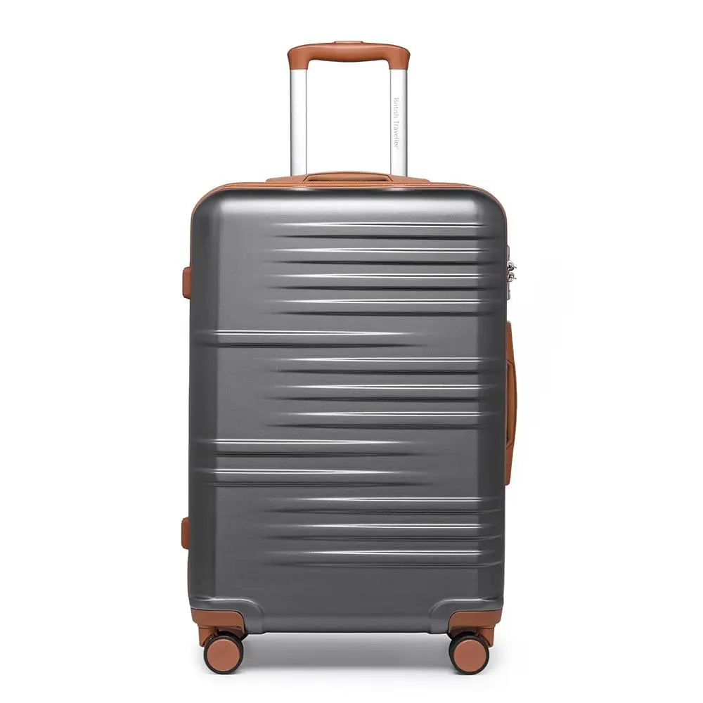 British Traveller – Valise rigide ABS &amp; PC au design élégant – Chariot robuste blanc, nouvelle collection