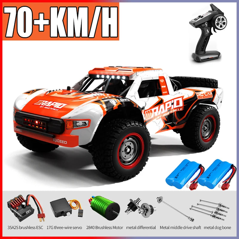Voiture Rc tout-terrain 4x4, 50 km/h ou 75 km/h, moteur sans balais à grande vitesse, Monster Truck 1/16, voitures de course dans le désert/neige, jouets pour garçons