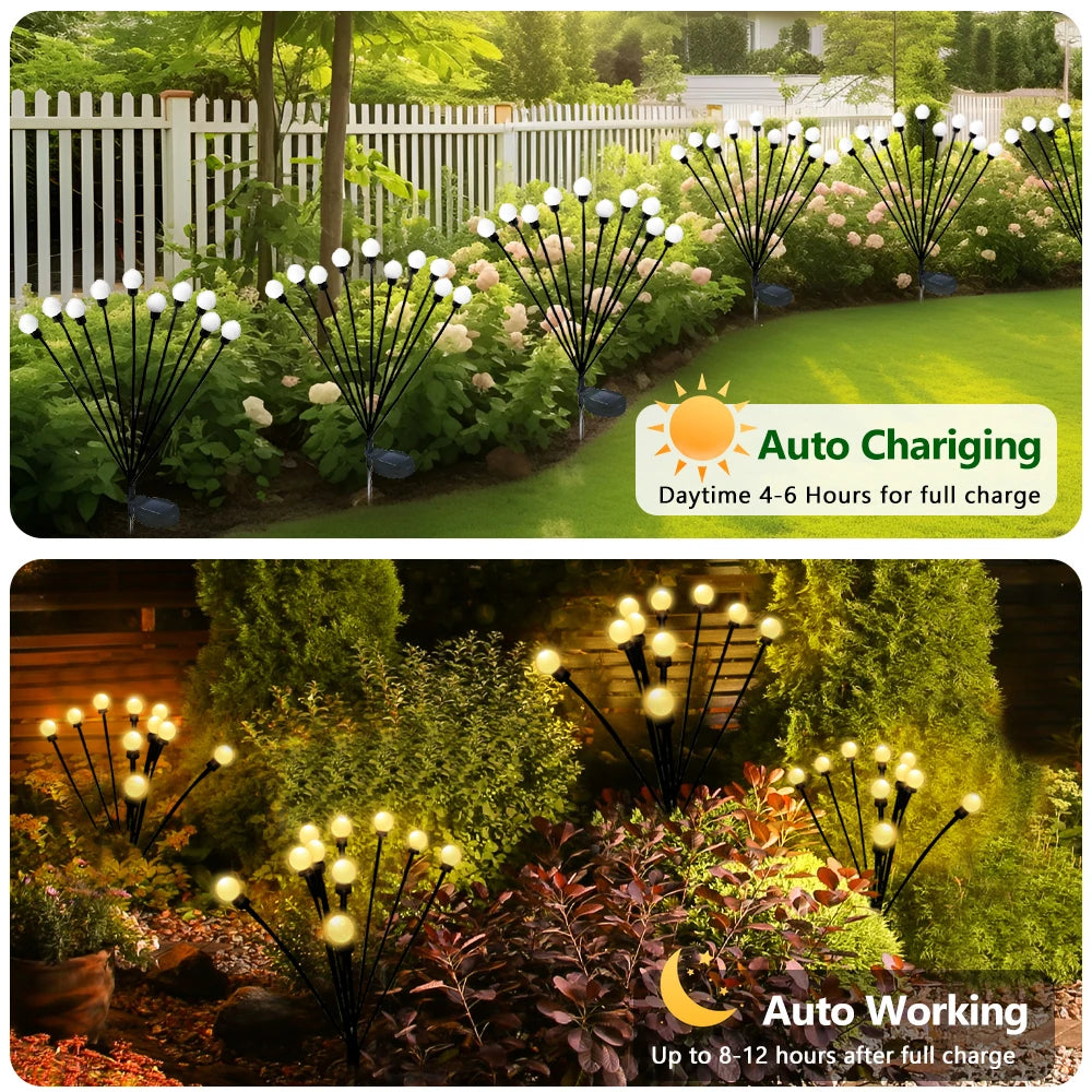 Lumières Solaires Lucioles NEWSTYLE – 8 LED / 10 LED Oscillantes Blanc Chaud
