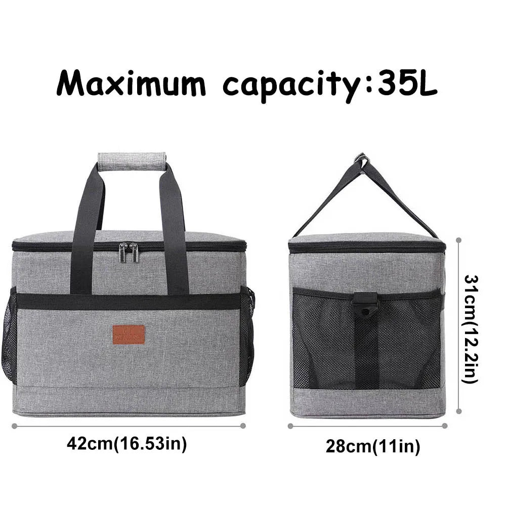 Große Kapazität, faltbare Kühltasche, isolierte Lunchbox, Picknick, Outdoor, Reisen, Camping, Grillen, Familienfeier, 35 l