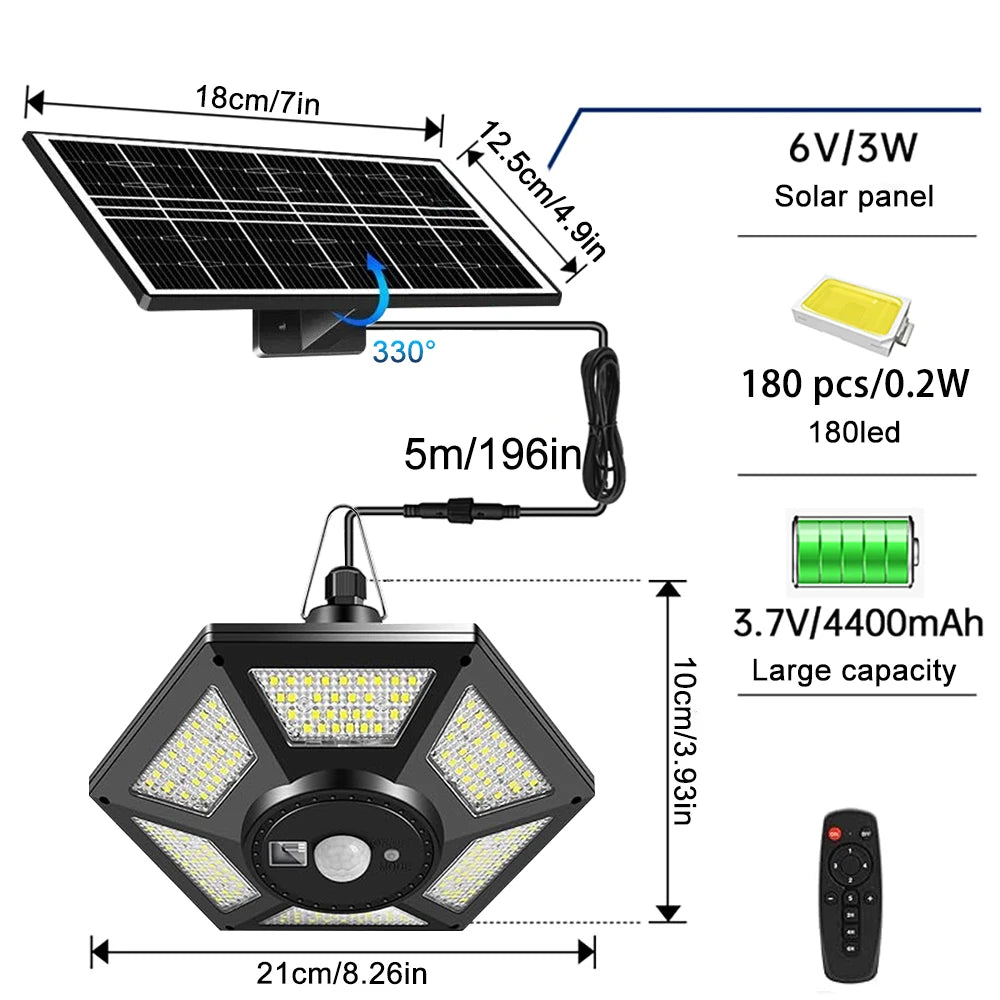 Wasserdichte Solar-Hängeleuchten – 288 LEDs mit Bewegungsmelder