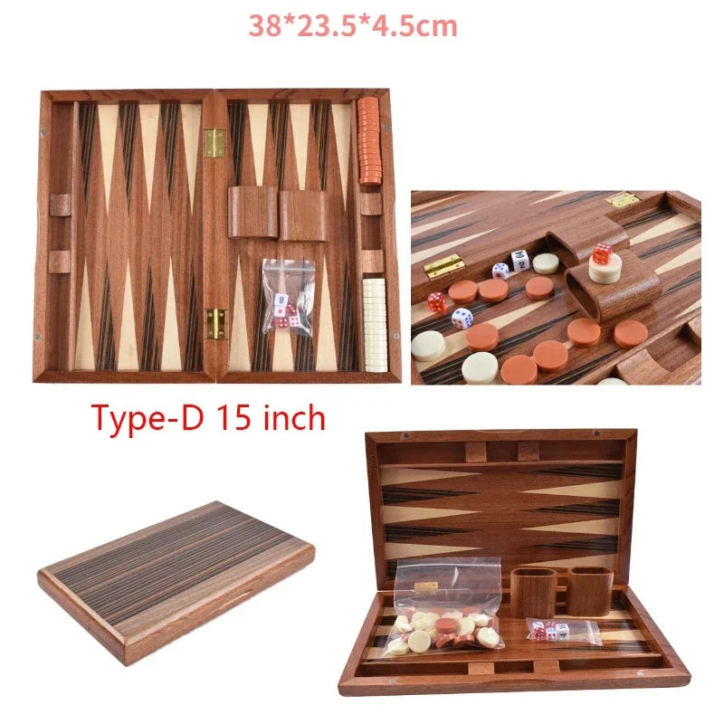 Backgammon, jeu de société de stratégie classique, pièces de jeu en bois acrylique, dés standardisés 11-17 pouces